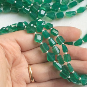 Shop Onyx Faceted Beads! 10-12mm Green Onyx Step Cut Faceted Tumbles, Green Onyx Beads, Natural Green Onyx For Necklace, Green Onyx Nuggets 32 Pcs in 14 Inch – AGA91 | Natural genuine faceted Onyx beads for beading and jewelry making.  #jewelry #beads #beadedjewelry #diyjewelry #jewelrymaking #beadstore #beading #affiliate #ad