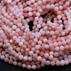 AAA Quality Micro Faceted Natural Peruvian Pink Opal 2mm 3mm 4mm 5mm 6mm 8mm Faceted Round Laser Diamond Cut Pink Gemstone 15.5" Strand | Natural genuine beads Opal beads for beading and jewelry making.  #jewelry #beads #beadedjewelry #diyjewelry #jewelrymaking #beadstore #beading #affiliate #ad