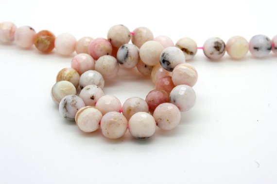 Natural Pink Opal, Pink Opal Faceted Round Natural Gemstone Beads - (4mm, 6mm, 8mm, 10mm) - Rnf47