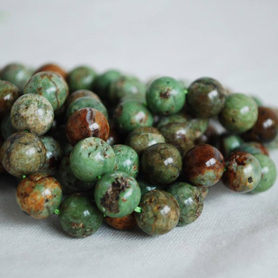 Green Opal Chalcedony Round Beads - 4mm, 6mm, 8mm, 10mm Sizes - 15" Strand - Natural Semi-precious Gemstone