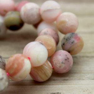 Matte Pink Opal Beads, Round Ball Sphere Natural Pink Opal Gemstone Beads Full Strand (4mm 6mm 8mm) – RN10 | Natural genuine round Opal beads for beading and jewelry making.  #jewelry #beads #beadedjewelry #diyjewelry #jewelrymaking #beadstore #beading #affiliate #ad