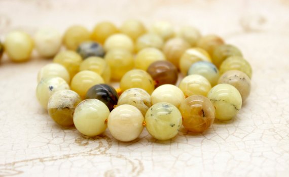 Yellow Opal Beads, Natural Yellow Opal Smooth Polisehd Round Gemstone Beads - (4mm 6mm 8mm 10mm 12mm) - Pg131