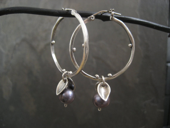 Freshwater Pearl And Sterling Silver Hoop Earrings