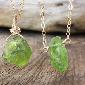 Raw Peridot Necklace – August Birthstone Necklace – Leo Zodiac Necklace – Raw Peridot Jewelry – Raw Crystal Necklace – Gift for Sister | Natural genuine Peridot necklaces. Buy crystal jewelry, handmade handcrafted artisan jewelry for women.  Unique handmade gift ideas. #jewelry #beadednecklaces #beadedjewelry #gift #shopping #handmadejewelry #fashion #style #product #necklaces #affiliate #ad