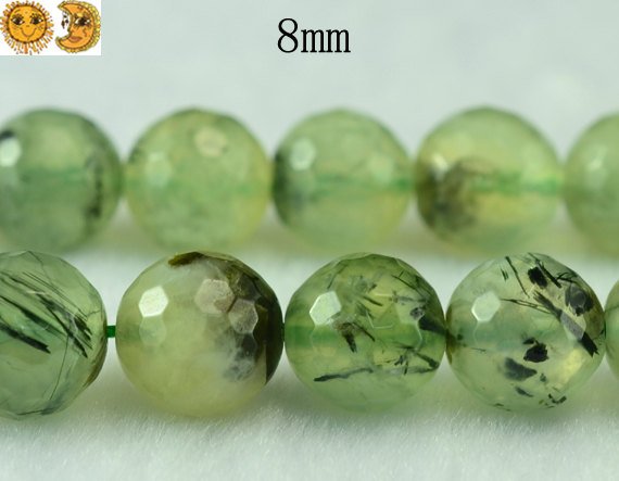 Prehnite,15 Inch Full Strand Grade A Green Prehnite Faceted(128 Faces) Round Beads 6mm 8mm 10mm For Choice