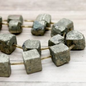 Pyrite Beads, Natural Pryite Rough Nuggets Cube Rough Raw Loose Gemstone Beads – PG200 | Natural genuine chip Gemstone beads for beading and jewelry making.  #jewelry #beads #beadedjewelry #diyjewelry #jewelrymaking #beadstore #beading #affiliate #ad
