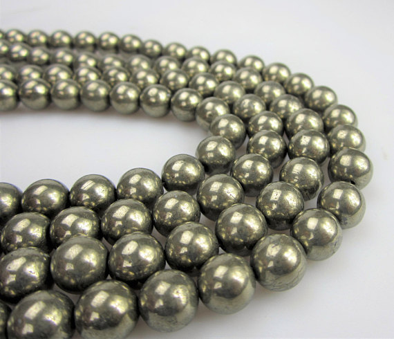 Pyrite Smooth Round Beads 2mm 3mm 4mm 6mm 8mm 10mm 12mm 15.5" Strand