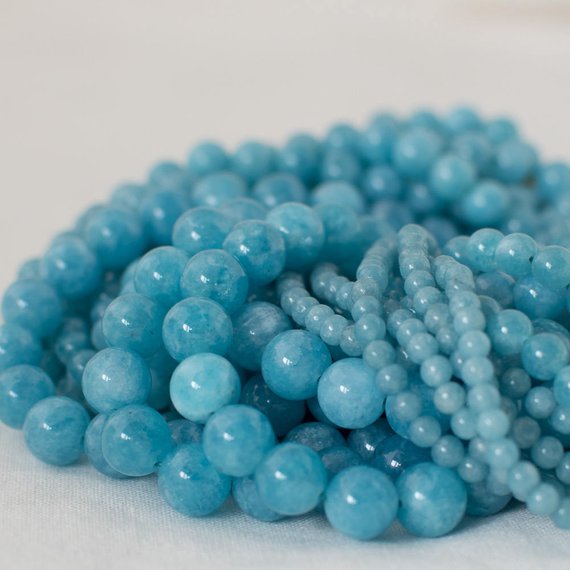 Blue Sponge Quartz (dyed) Semi-precious Gemstone Round Beads - 4mm, 6mm, 8mm, 10mm Sizes - 15" Strand