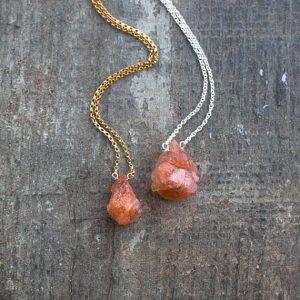 Raw Crystal Necklace, Sunstone Necklace, Good Luck Gift for Her, Raw Gemstone Necklace, Sacral Chakra Necklace, Sunstone Jewelry | Natural genuine Sunstone pendants. Buy crystal jewelry, handmade handcrafted artisan jewelry for women.  Unique handmade gift ideas. #jewelry #beadedpendants #beadedjewelry #gift #shopping #handmadejewelry #fashion #style #product #pendants #affiliate #ad