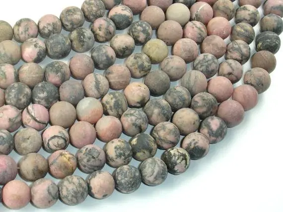 Matte Rhodonite Beads, 10mm (10.5mm), Round Beads, 15.5 Inch, Full Strand, Approx 39 Beads, Hole 1mm (386054019)