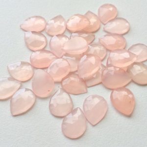 Shop Rose Quartz Cabochons! 10x12mm Rose Chalcedony Rose Cut Pear Cabochon, Pink Faceted Flat Back Cabochons, Light Pink Chalcedony For Jewelry (5Pcs To 10Pcs Options) | Natural genuine stones & crystals in various shapes & sizes. Buy raw cut, tumbled, or polished gemstones for making jewelry or crystal healing energy vibration raising reiki stones. #crystals #gemstones #crystalhealing #crystalsandgemstones #energyhealing #affiliate #ad