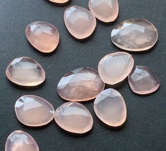 13-15mm Rose Pink Chalcedony Rose Cut Cabochon, Pink Chalcedony Rose Cut Flat Cabochons For Jewelry (5pcs To 20pcs Options)