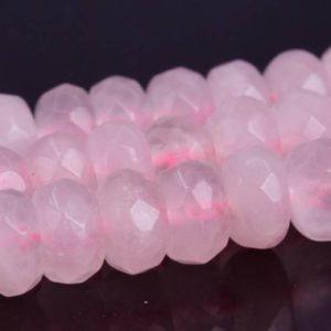 Shop Rose Quartz Faceted Beads! Rose Quartz Beads Grade AA Genuine Natural Gemstone Faceted Rondelle Loose Beads 6x4MM 8x5MM Bulk Lot Options | Natural genuine faceted Rose Quartz beads for beading and jewelry making.  #jewelry #beads #beadedjewelry #diyjewelry #jewelrymaking #beadstore #beading #affiliate #ad