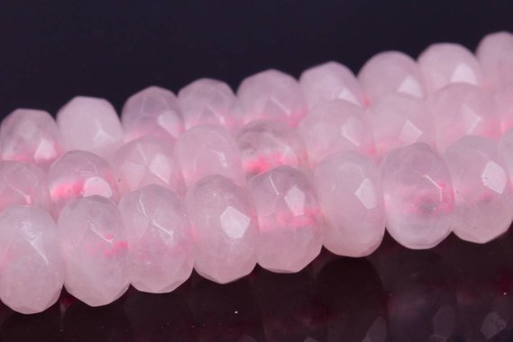 Rose Quartz Beads Grade Aa Genuine Natural Gemstone Faceted Rondelle Loose Beads 6mm 8mm Bulk Lot Options
