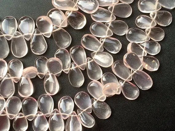 8x11mm-11x14mm Rose Quartz Plain Pear Shaped Drop Briolette, Rose Quartz Plain Pear Beads For Jewelry, Rose Quartz Pear (4in To 8in Options)