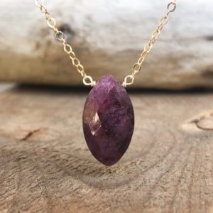 Shop Ruby Pendants! Ruby July Birthstone Pendant Necklace – July Birthday Gift for Her – Raw Stone Necklace – Healing Crystals – July Birthstone Necklace | Natural genuine Ruby pendants. Buy crystal jewelry, handmade handcrafted artisan jewelry for women.  Unique handmade gift ideas. #jewelry #beadedpendants #beadedjewelry #gift #shopping #handmadejewelry #fashion #style #product #pendants #affiliate #ad