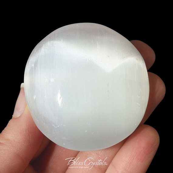 Dreamy! Selenite Large Circle Palm Stone "moonglow" Tumbled Stone Healing Crystal And Stone "emotional Cleanser" Feng Shui Yoga #sp33