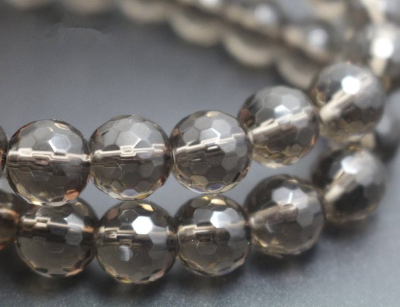 Natural 128 Faceted  Smoky Quartz Round Beads,4mm/6mm/8mm/10mm/12mm Beads Supply15 Inches One Starand
