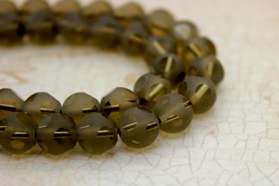 Smoky Quartz Round Ball Sphere Faceted Gemstone Beads (4mm 6mm 8mm 10mm) - Rnf02