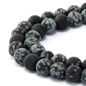 Snowflake Obsidian Matte Round Beads 6mm 8mm 10mm 12mm 15.5" Strand | Natural genuine round Snowflake Obsidian beads for beading and jewelry making.  #jewelry #beads #beadedjewelry #diyjewelry #jewelrymaking #beadstore #beading #affiliate #ad