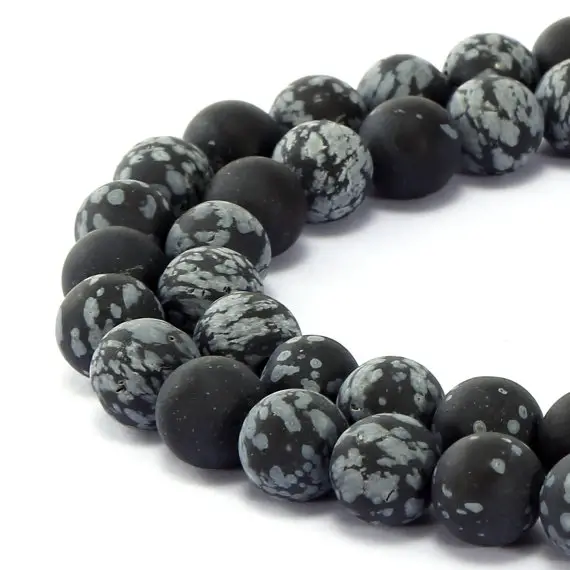 Snowflake Obsidian Matte Round Beads 6mm 8mm 10mm 12mm 15.5" Strand