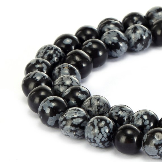 Snowflake Obsidian Smooth Round Beads 2mm 4mm 6mm 8mm 10mm 12mm 15.5" Strand