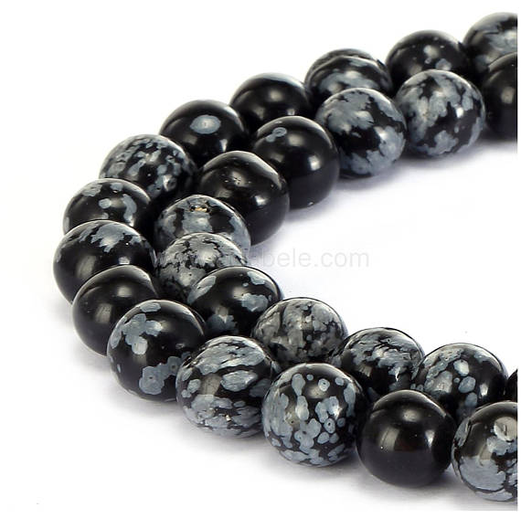 U Pick 1 Strand/15" Top Quality Natural Snowflake Obsidian Healing Gemstone 4mm 6mm 8mm 10mm Round Bead For Bracelet Earrings Jewelry Making