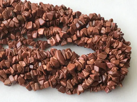 5-8mm Raw Sunstone Chips, Natural Sunstone Gemstone Chips, Sunstone For Necklace, 32 Inch (5strands To 10 Strands Options) - Rama208