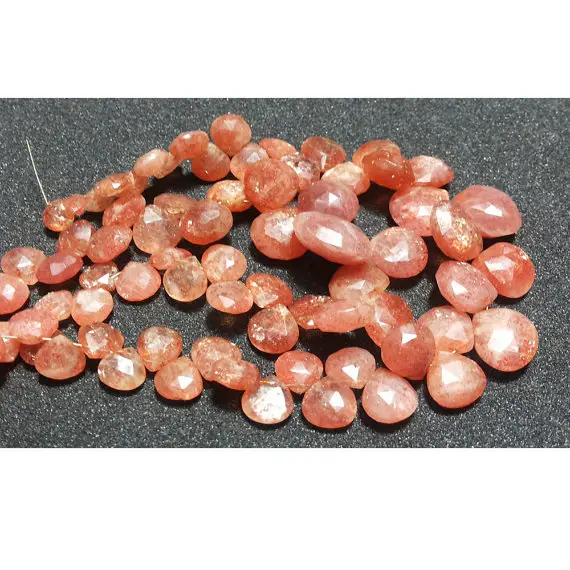 9-11mm Sunstone Faceted Heart Shaped Briolettes, Sunstone Faceted Heart Briolettes For Jewelry (10pcs To 20pcs Options) - Sfh2