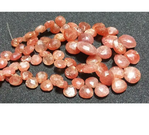 13mm-18mm Beads Sunstone Faceted Heart Shaped Briolettes, Sunstone Faceted Heart Briolettes For Jewelry (10pcs To 20pcs Options) - Sfh