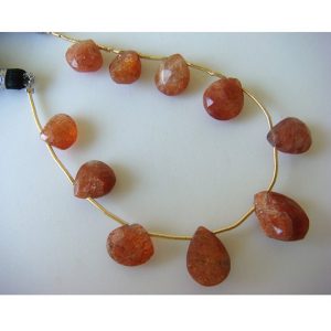 Shop Sunstone Bead Shapes! 15x10mm To 5x7mm Sunstone Faceted Pear Shaped Briolettes, Sunstone Faceted Pear Beads, 10 Pieces Sunstone Faceted Briolettes For Jewelry | Natural genuine other-shape Sunstone beads for beading and jewelry making.  #jewelry #beads #beadedjewelry #diyjewelry #jewelrymaking #beadstore #beading #affiliate #ad