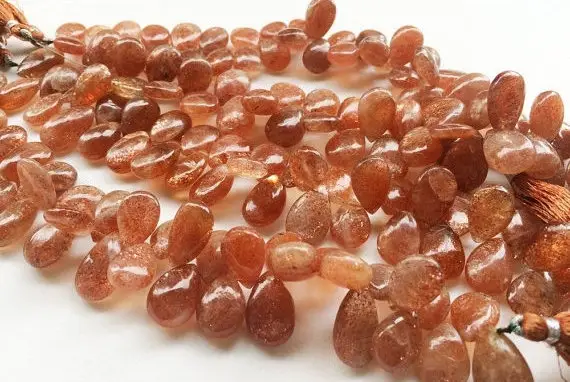 9x14-10x16mm Sunstone Plain Pear Briolettes, Sunstone Pear Bead, Sunstone Plain Briolettes For Jewelry (10pcs To 20pcs Options) - Agap1