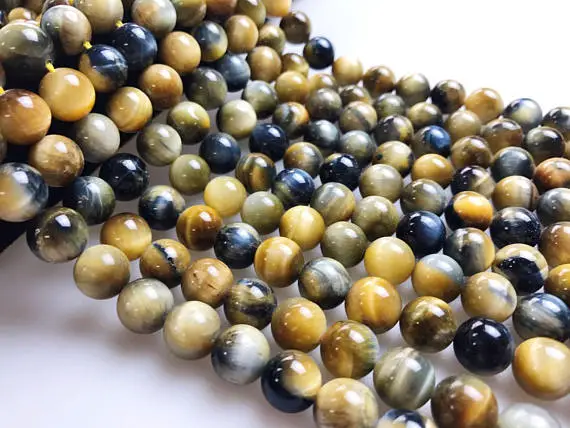 Golden Blue Tiger Eye Smooth Round Beads 4mm 6mm 8mm 10mm 12mm 15.5" Strand