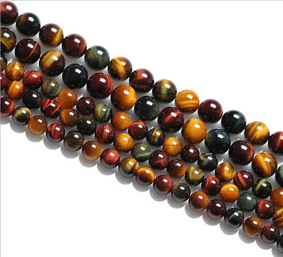 Multi-color Tiger Eye Smooth Round Beads 4mm 6mm 8mm 10mm 12mm 15.5" Strand