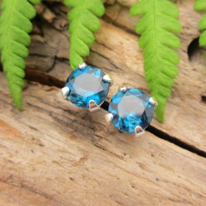 London Blue Topaz Earrings: Solid 14k Gold, Platinum, or Sterling Silver Studs | Minimalist Jewelry for Men or Women | Made in Oregon | Natural genuine Topaz earrings. Buy handcrafted artisan men's jewelry, gifts for men.  Unique handmade mens fashion accessories. #jewelry #beadedearrings #beadedjewelry #shopping #gift #handmadejewelry #earrings #affiliate #ad