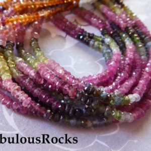 25-100 pcs / Tourmaline Gemstone Rondelles Beads, AA, 3 mm, October Birthstone Loose Gems, Faceted Tourmaline, pink green petrol wt 30 | Natural genuine faceted Tourmaline beads for beading and jewelry making.  #jewelry #beads #beadedjewelry #diyjewelry #jewelrymaking #beadstore #beading #affiliate #ad