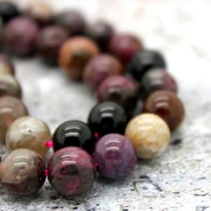 Rainbow Tourmaline Beads, Natural Watermelon Tourmaline Smooth Polished Round Loose Gemstone Beads (4mm 6mm 7mm 8mm 10mm 12mm) – PG19 | Natural genuine round Tourmaline beads for beading and jewelry making.  #jewelry #beads #beadedjewelry #diyjewelry #jewelrymaking #beadstore #beading #affiliate #ad