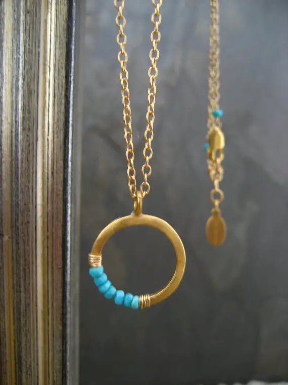 Crescent Necklace, Turquoise Necklace, Moon Pendant, Sleeping Beauty, Half Moon, Circle Pendant, Round Circle, Faceted Turquoise