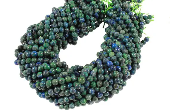 15 In Strand Of 6 Mm  Dyed Azurite Round Smooth Beads (azr100102)