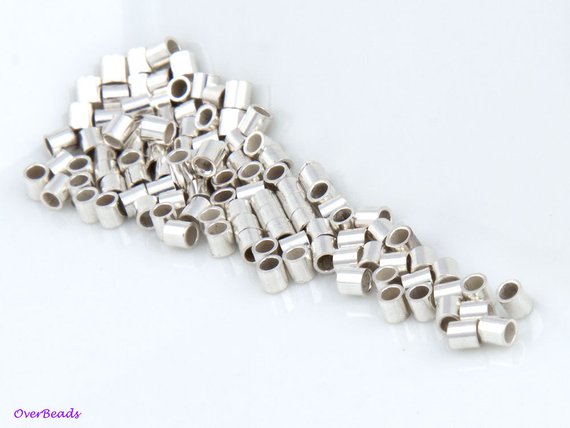 100 Pcs - 2mm 925 Sterling Silver Crimp Beads, Tubes, Seamless, Polished, 2x2, 1.6x2, 2 Sizes Available, Made In The Usa, Sf011