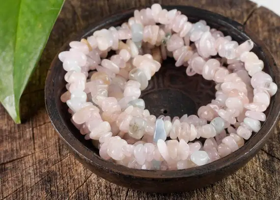 Morganite & Aquamarine Crystal Necklace - Chip Beads - Long Crystal Necklace, Beaded Necklace, Handmade Jewelry, E0805