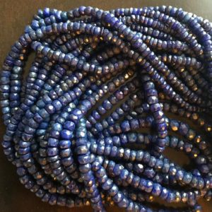 Shop Sapphire Rondelle Beads! 5 Strands Sapphire Faceted Rondelle Beads, Natural Sapphire Beads, 3mm To 4mm Beads, 16 Inch Strand, SKU-SA1 | Natural genuine rondelle Sapphire beads for beading and jewelry making.  #jewelry #beads #beadedjewelry #diyjewelry #jewelrymaking #beadstore #beading #affiliate #ad