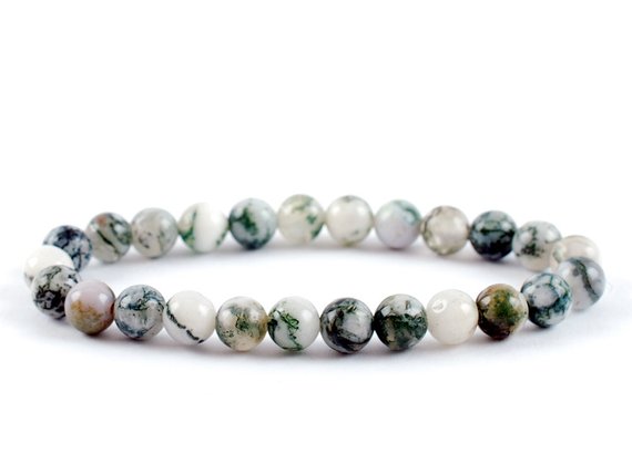 Dendritic Agate Bracelet, Dendrite Agate, Agate Bracelets, Green Agate Crystals, Stones, Gems, Gifts, Crystals, Zodiac Crystals Active
