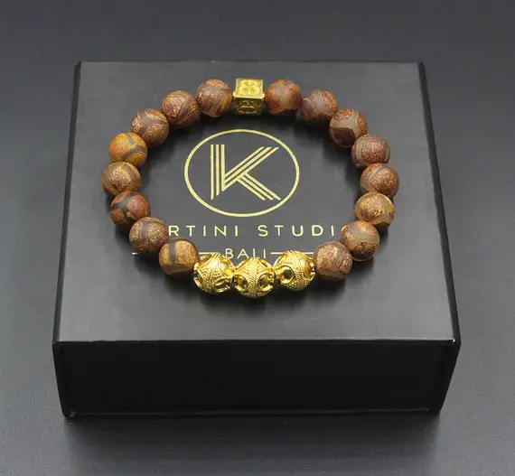 Tibetan Agate Bracelet, Men's Gold Bracelet, Dzi Beads Bracelet, Designer Bracelet Men, Bracelet Men, Gold/silver Beads Bracelet