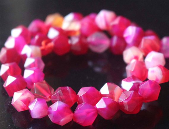 Natural Faceted Sardonyx Star Cut Nugget Beads,6mm/8mm/10mm/12mm Striped Agate Beads Supply,15 Inches One Starand