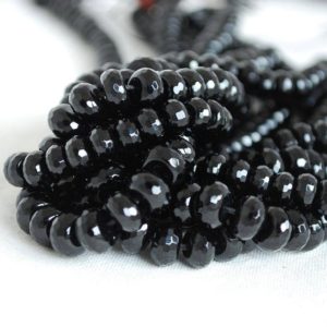 Shop Black Agate Beads! High Quality Grade A Black Agate Semi-Precious Gemstone FACETED Rondelle Spacer Beads – 4mm, 6mm, 8mm, 10mm sizes – 15.5" strand | Natural genuine beads Agate beads for beading and jewelry making.  #jewelry #beads #beadedjewelry #diyjewelry #jewelrymaking #beadstore #beading #affiliate #ad