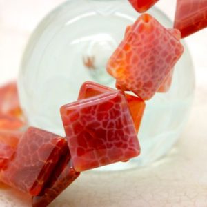 Shop Red Agate Beads! Fire Agate, Natural Red Fire Agate Smooth Faceted Flat Square Loose Gemstone Beads – PG190 | Natural genuine beads Agate beads for beading and jewelry making.  #jewelry #beads #beadedjewelry #diyjewelry #jewelrymaking #beadstore #beading #affiliate #ad