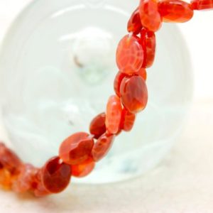 Shop Red Agate Beads! Fire Agate Beads, Natural Red Fire Agate Flat Faceted Oval Natural Loose Gemstone Beads – PG183 | Natural genuine beads Agate beads for beading and jewelry making.  #jewelry #beads #beadedjewelry #diyjewelry #jewelrymaking #beadstore #beading #affiliate #ad