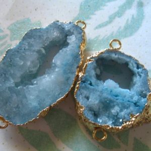 Agate Slice Druzy Drusy Geode Pendant Charm, 30-40 mm, Gold Electroplated Drussy Druzzy, wholesale druzy, ap31.8 dd.r solo | Natural genuine beads Gemstone beads for beading and jewelry making.  #jewelry #beads #beadedjewelry #diyjewelry #jewelrymaking #beadstore #beading #affiliate #ad