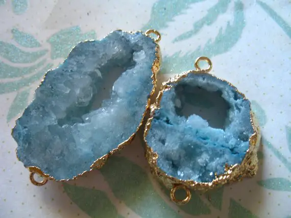 Agate Slice Druzy Drusy Geode Pendant Charm, 30-40 Mm, Gold Electroplated Drussy Druzzy, Wholesale Druzy, Ap31.8 Dd.r Solo